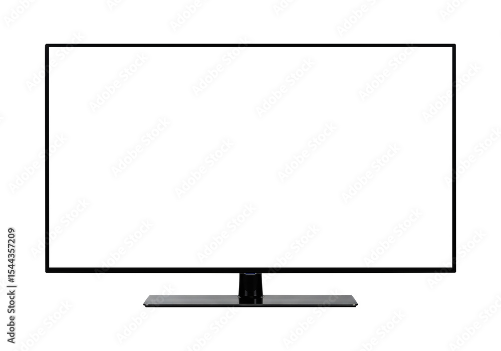 Black Widescreen TV with an Empty Screen Mockup. Cut Out, Clipping Path on Transparent Background. Black Widescreen TV with an Empty Screen Mockup. Cut Out, Clipping Path on Transparent Background.