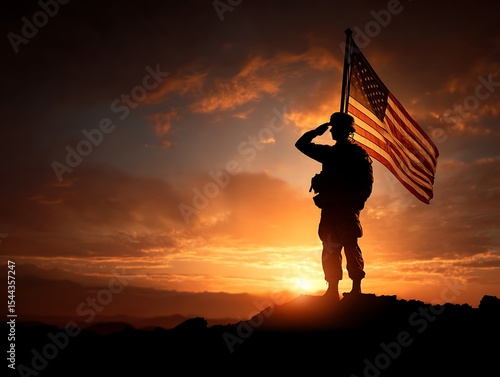 Shoulder silhouette of saluting army soldier in utility cover or cap isolated on white background. Troops hand salute ceremonial greeting, showing respect in army, military funeral honors concept