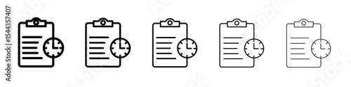 Timesheet icon black and white vector sign