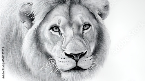 Majestic Lion Portrait Black and White Close Up