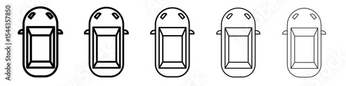 Top view car icon black and white vector sign