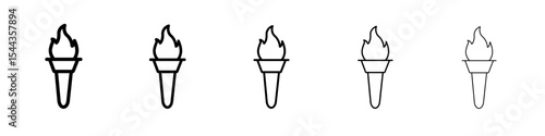 Torch flame icon black and white vector sign