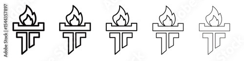 Torch flame icon black and white vector sign