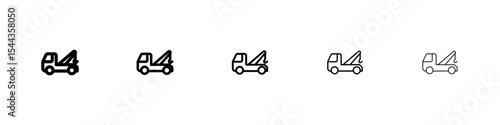 Tow truck icon black and white vector sign