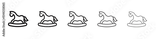 Toy horse rocking chair icon black and white vector sign