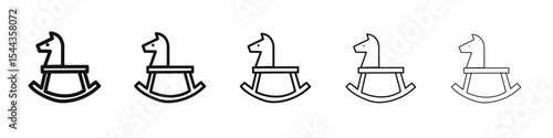 Toy horse rocking chair icon black and white vector sign