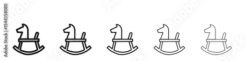 toy horse rocking chair icon black and white vector sign