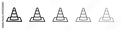 Traffic cone icon black and white vector sign
