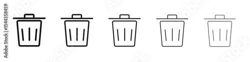 Trash Bin icon black and white vector sign