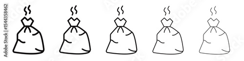Trash bag icon black and white vector sign