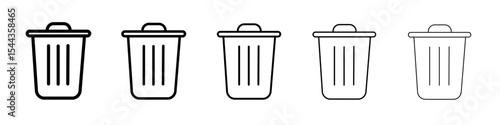Trash icon black and white vector sign