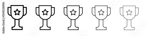 Trophy cup with star icon black and white vector sign