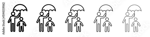 Umbrella sharing Icon black and white vector sign