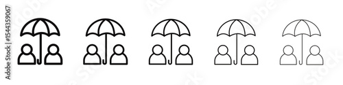 Umbrella sharing Icon black and white vector sign
