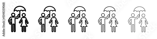 Umbrella sharing Icon black and white vector sign