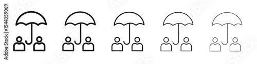 Umbrella sharing Icon black and white vector sign