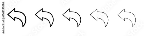 Undo arrow sign icon black and white vector sign