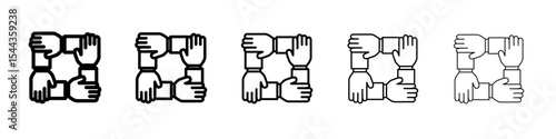Unity and teamwork icon black and white vector sign