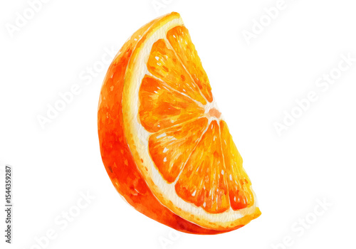 Juicy watercolor orange slice isolated on black background, On Transparent Background, Png Image