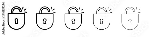 Unlock icon black and white vector sign