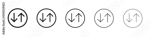 Up and down arrows icon black and white vector sign
