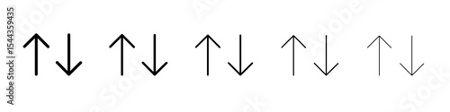 Up and down arrows icon black and white vector sign