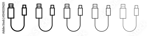 USB cable icon black and white vector sign