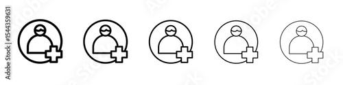 User add icon black and white vector sign