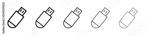 Usb stick icon black and white vector sign