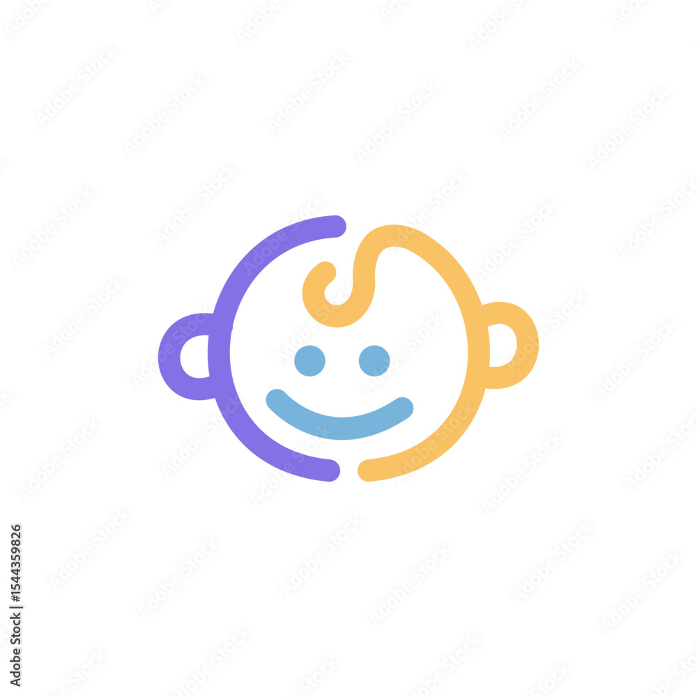 baby Face Icon. Playful Line Art Logo for Toddler Clothing and Spa baby Face Icon. Playful Line Art Logo for Toddler Clothing and Spa