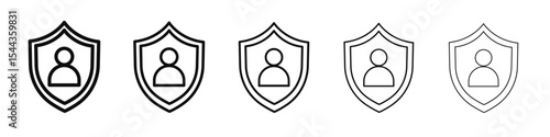 User protection shield icon black and white vector sign