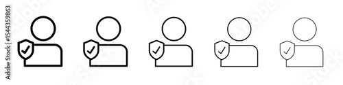 User protection shield icon black and white vector sign