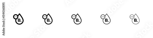 Vitamin B12 drop icon black and white vector sign
