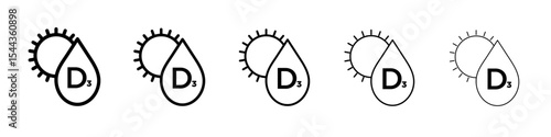 Vitamin D3 icon black and white vector sign