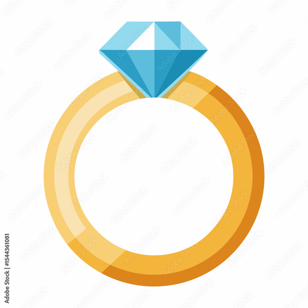Diamond Solitaire Ring Vector on White Diamond Solitaire Ring Vector on White