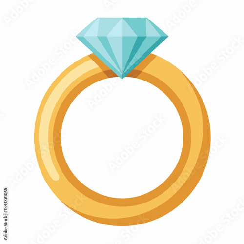Diamond Solitaire Ring Vector on White