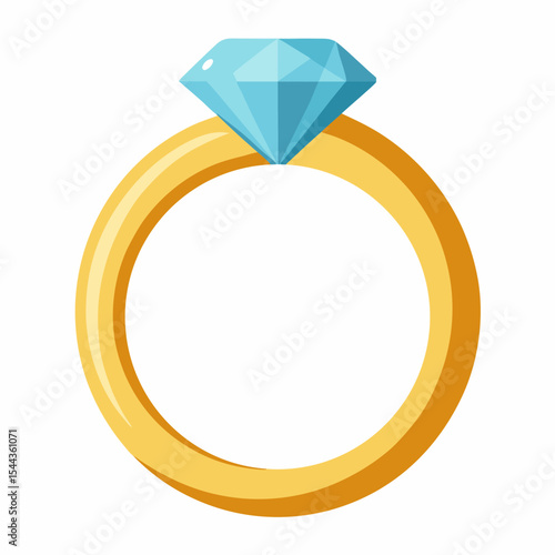Diamond Solitaire Ring Vector on White