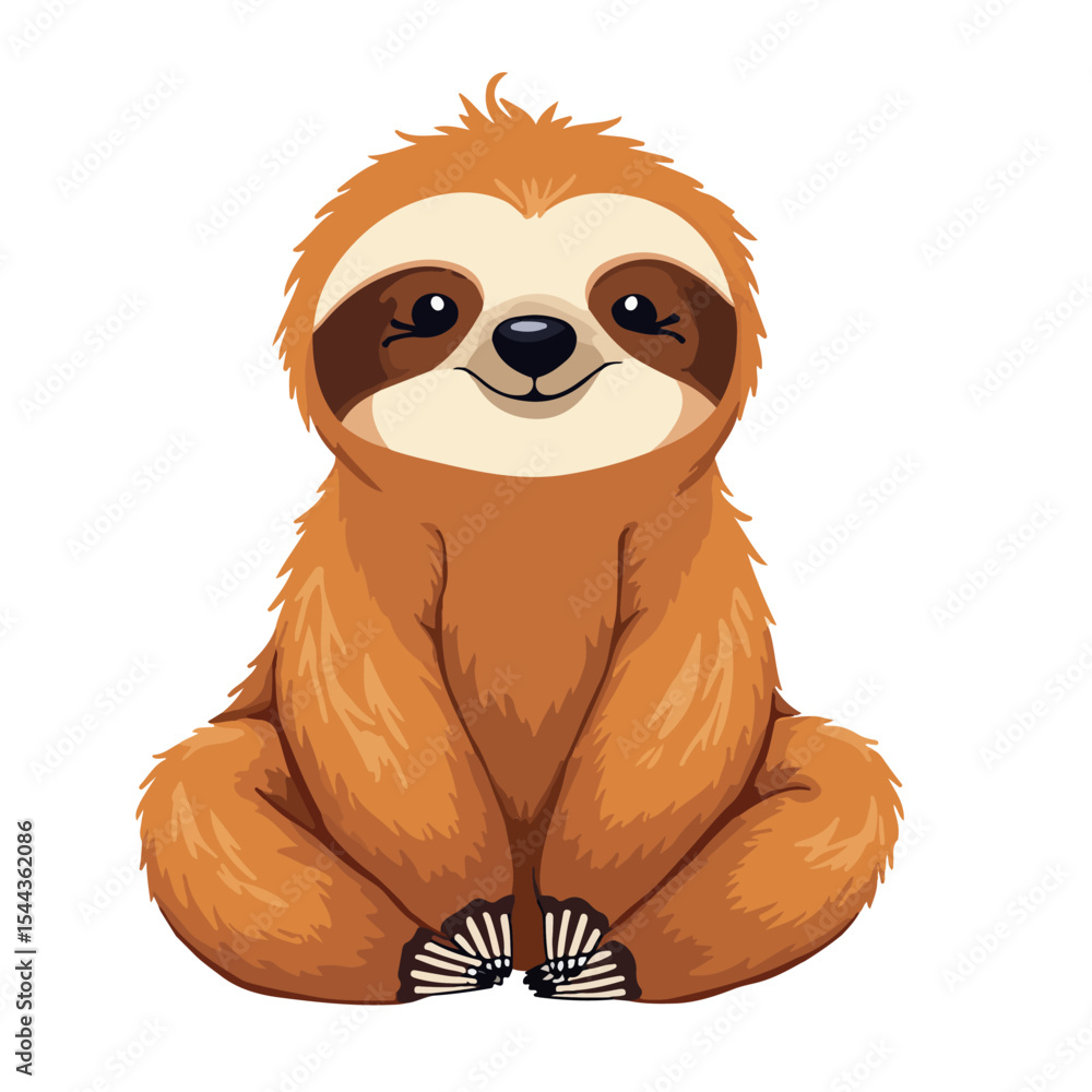 Obraz premium Hand drawn cartoon sloth vector illustration