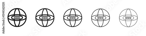 Website globe icon black and white vector sign