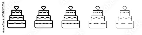 Wedding cake icon black and white vector sign
