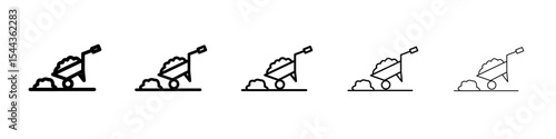 wheelbarrow unloading icon black and white vector sign