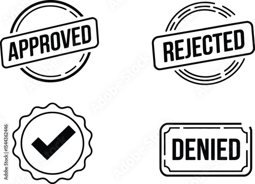 Approval and rejection symbols in black and white offering decisions and validation options