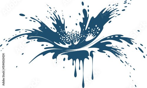 Abstract dark blue water splash design on white background creative liquid illustration
