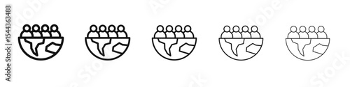 World population icon black and white vector sign