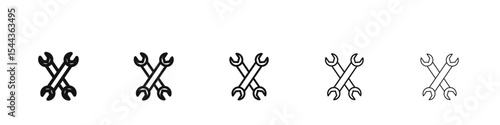 Wrench icon black and white vector sign