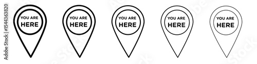 You are Here Pointer Icon black and white vector sign