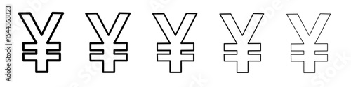 Yen sign icon black and white vector sign