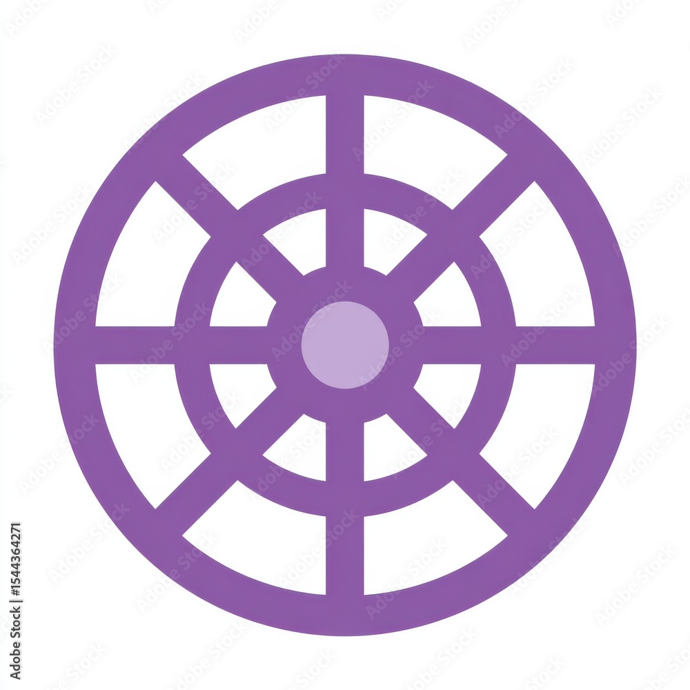 Obraz premium Abstract Purple Mandala Concentric Circles and Radiating Lines