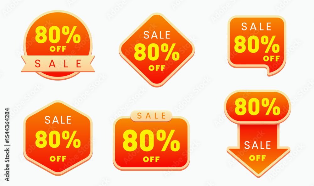 Obraz premium Collection of orange promotional discount tags