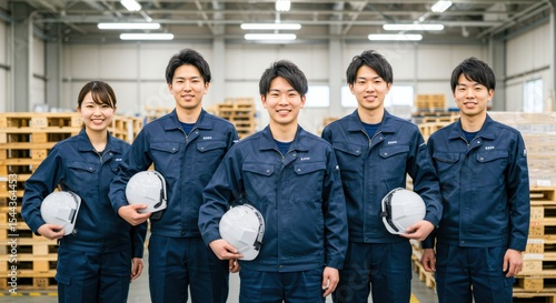 Photos of male and female staff working at the distribution center,物流センターで働く男女スタッフの写真